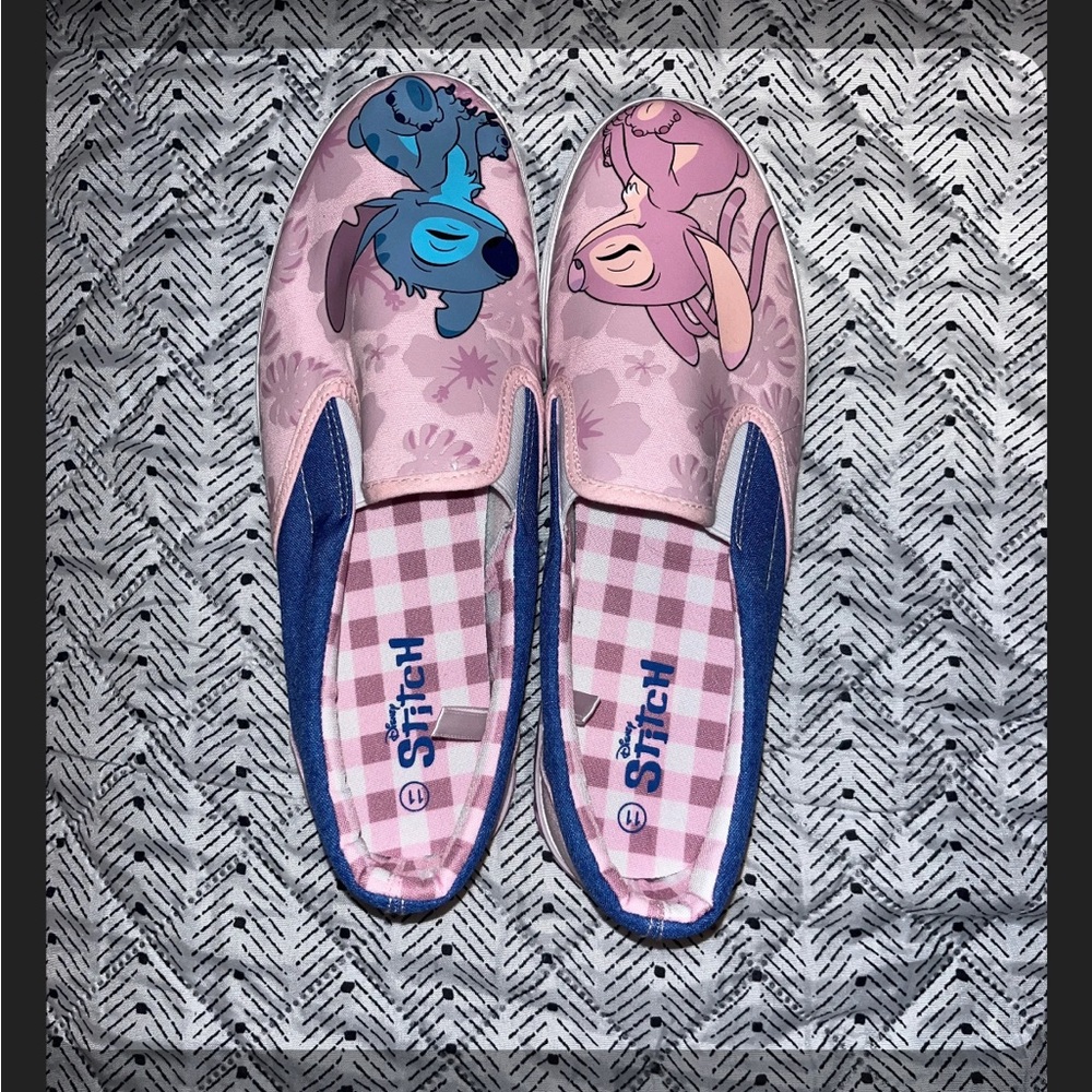 Disney stitch and angel slip on sneakers